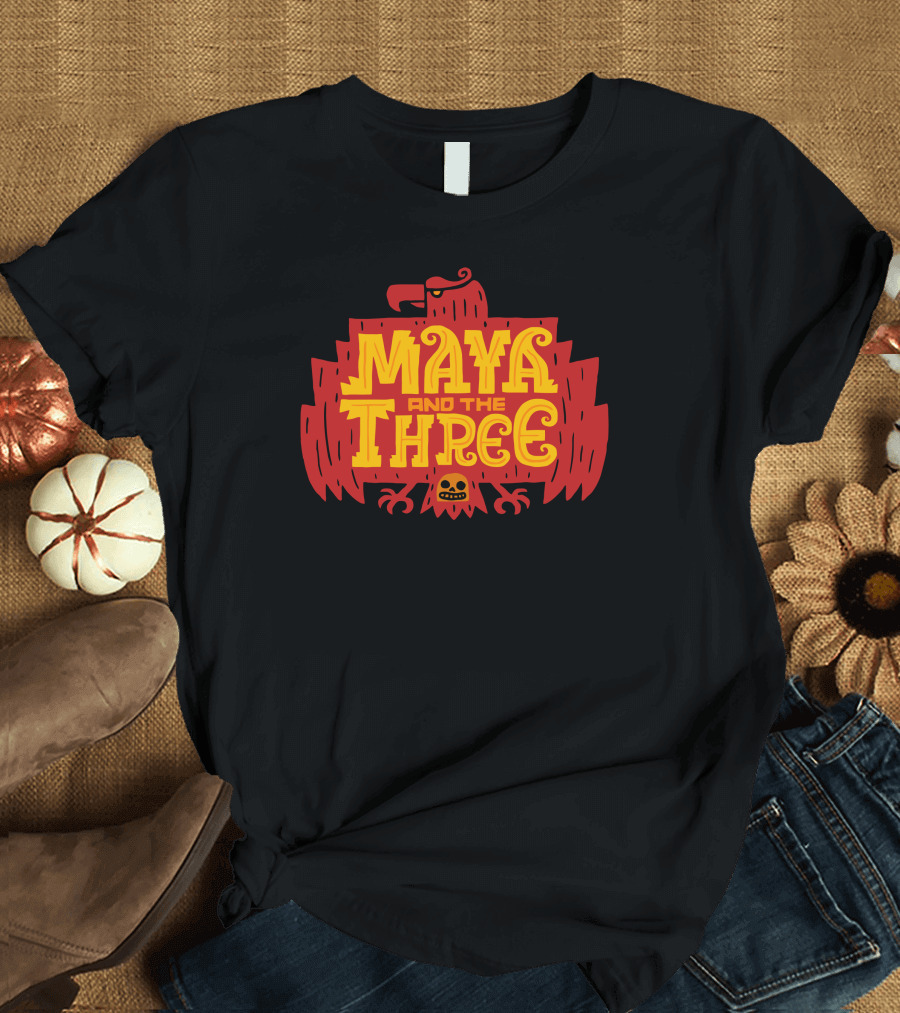 Maya And The Three Aztec-Inspired Red Eagle Emblem T-Shirt