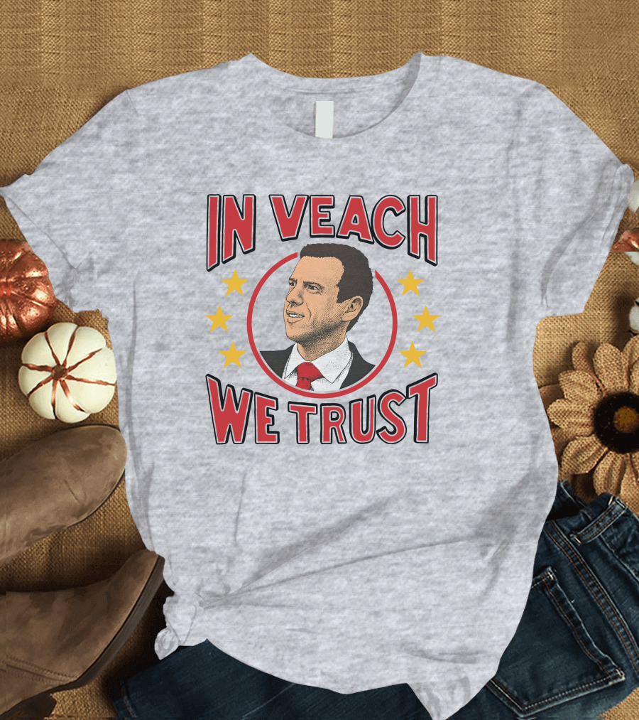 In Veach We Trust Red Tie Portrait with Yellow Stars T-Shirt