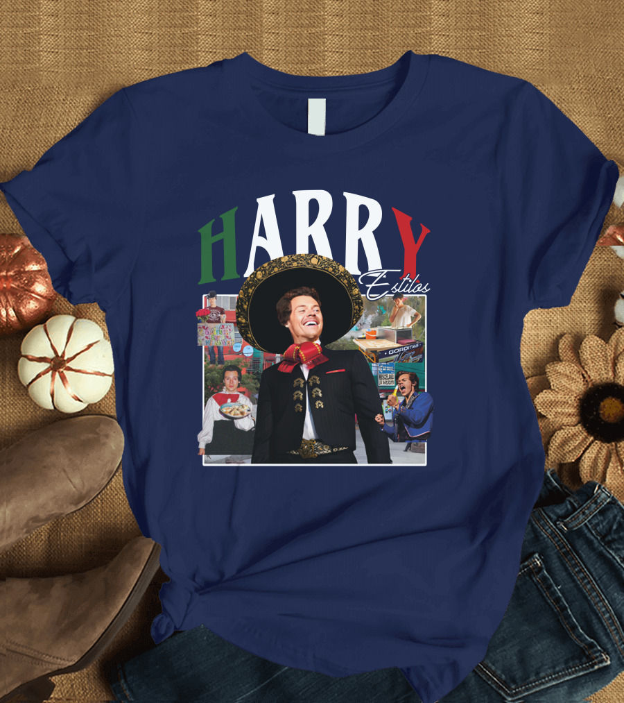 HARRY Estilos Mariachi Themed Collage in Festive Attire T-Shirt