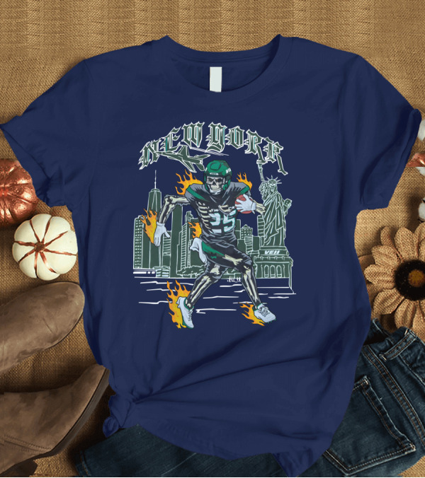 T-Shirt: New York Ty Johnson Football Skyline Skeleton Art Flames Statue of Liberty T-Shirt New York Ty Johnson Football Skyline Skeleton Art Flames Statue of Liberty T-Shirt