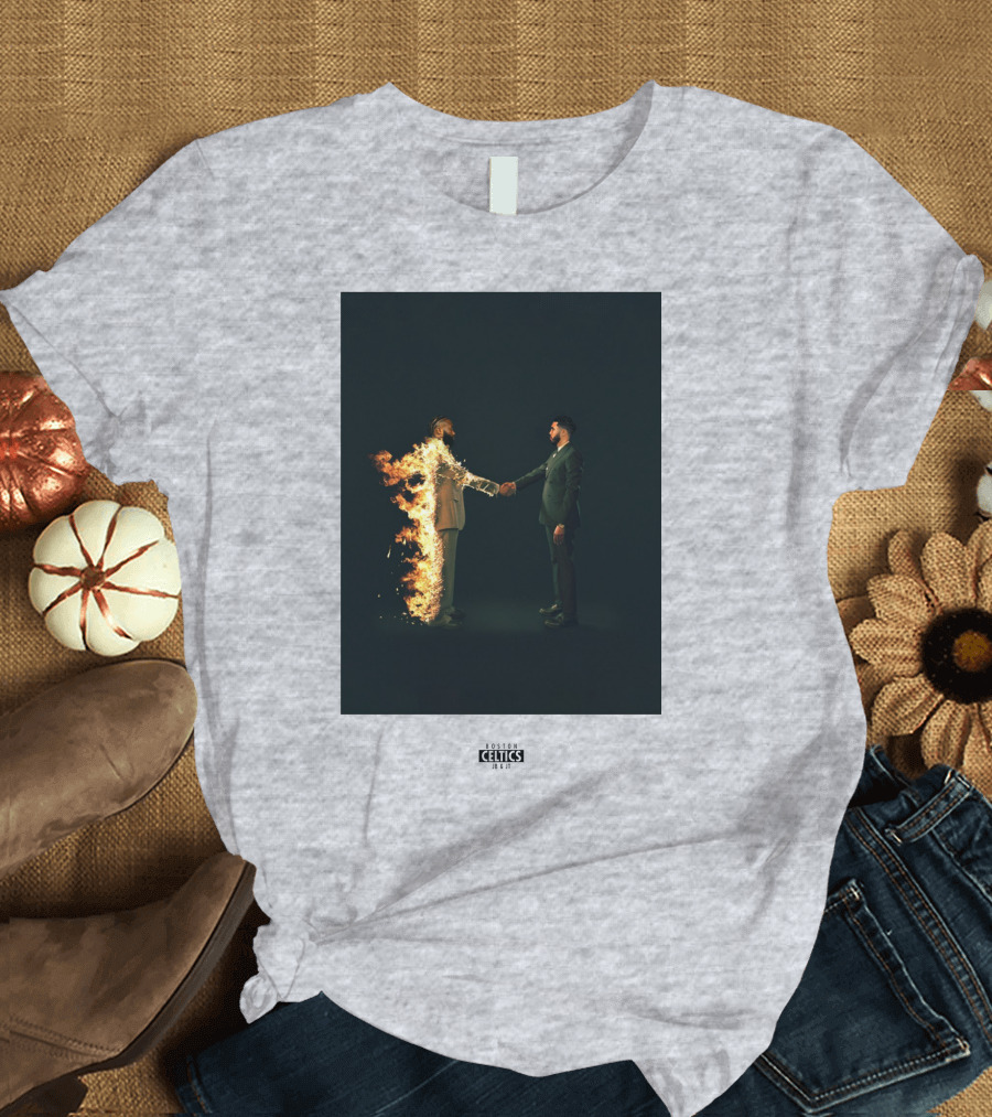 Boston Celtics Jayson Tatum Jaylen Brown Fire Handshake T-Shirt