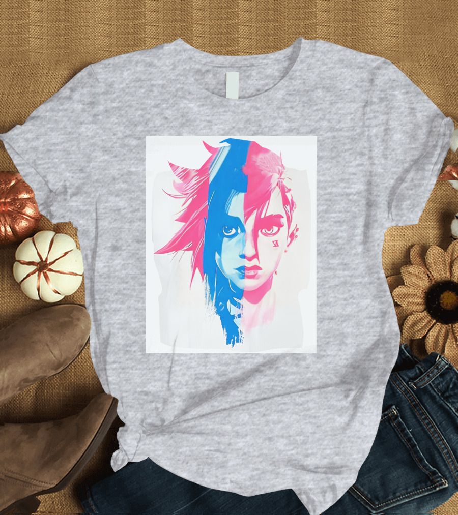 Arcaneshow Vi And Jinx Split Face T-Shirt