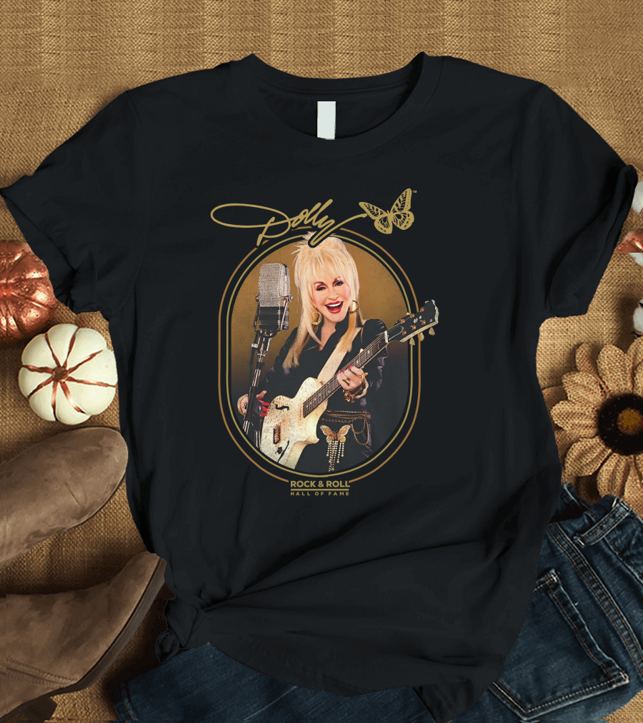 Dolly Parton Rock And Roll Hall Of Fame With Guitar And Microphone T-Shirt