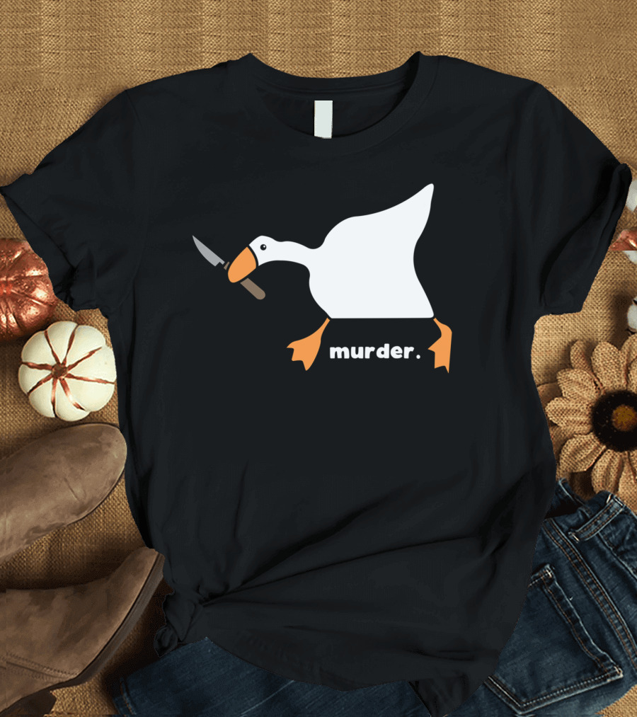 Murder Goose with Knife Funny T-Shirt