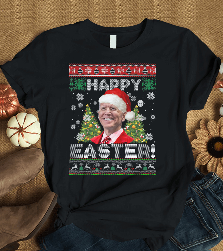 Santa Joe Biden Happy Easter Ugly Christmas T-Shirt