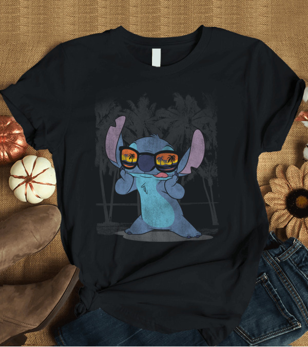 T-Shirt: Stitch with Sunglasses Palm Trees Lilo and Stitch Hawaii Disney T-Shirt Stitch with Sunglasses Palm Trees Lilo and Stitch Hawaii Disney T-Shirt