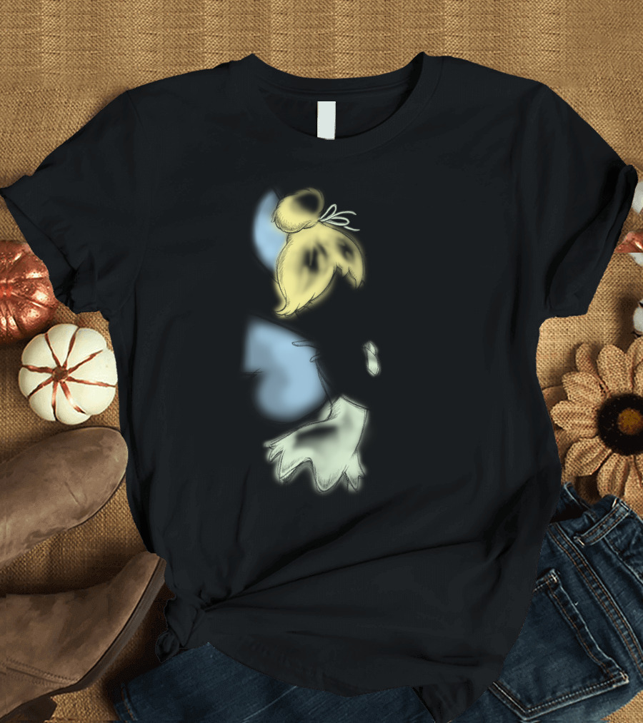 Disney Peter Pan Tinkerbell Black Airbrush Sketch Stars T-Shirt