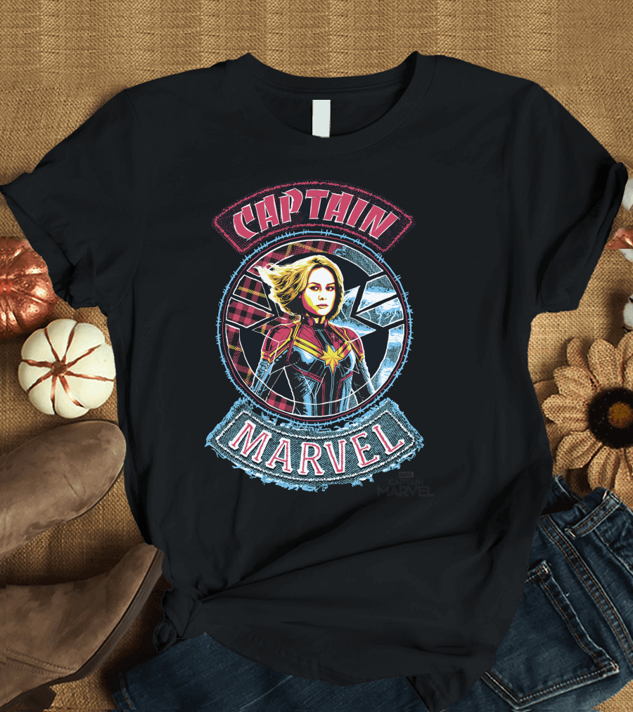 Captain Marvel Stitched Patched Emblem T-Shirt