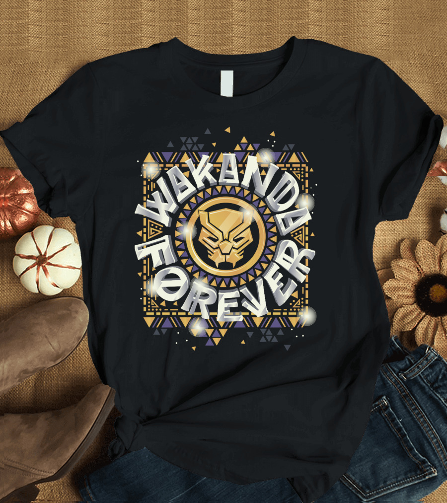 Wakanda Forever Marvel Black Panther Gleaming Symbol Square T-Shirt