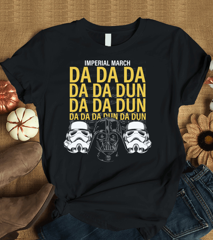 Star Wars Darth Vader Imperial March Da Da Da Stormtrooper Helmets T-Shirt