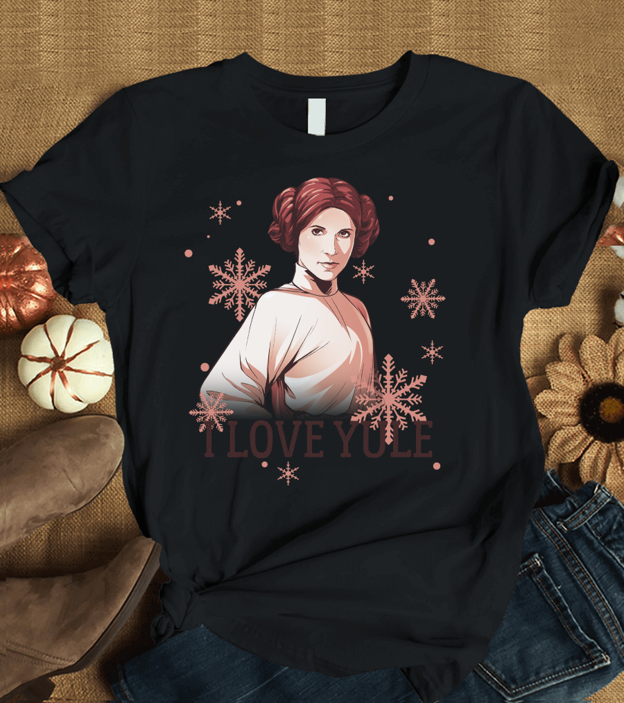 Star Wars Leia I Love Yule Christmas Snowflake Iconic Princess T-Shirt