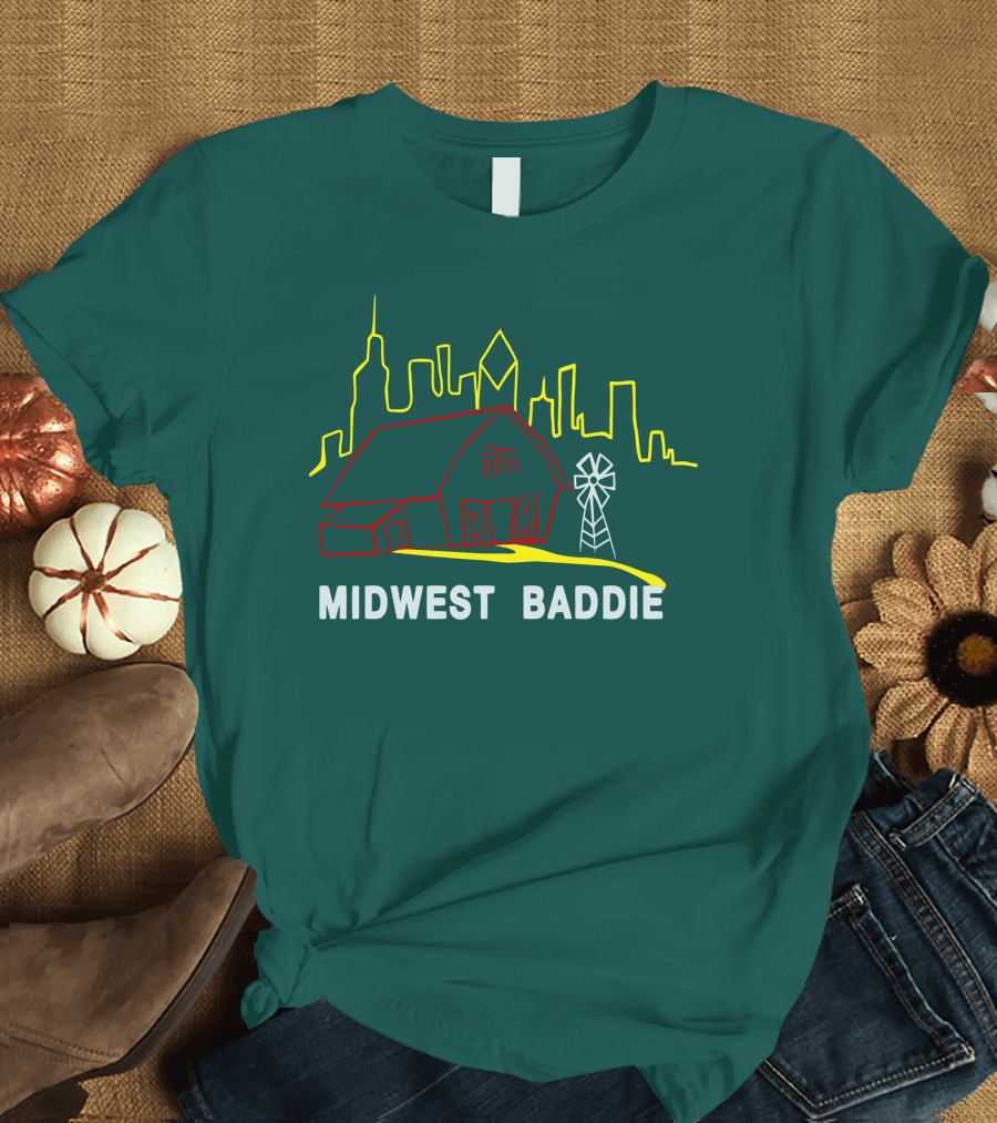 Midwest Baddie Caucasian James Merch Skyline Barn Windmill T-Shirt