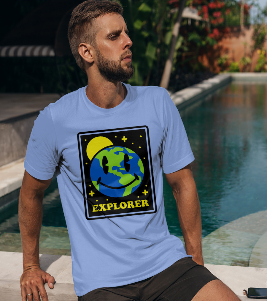 Socksfor1 Merch Explorer Earth Smiley T-Shirt