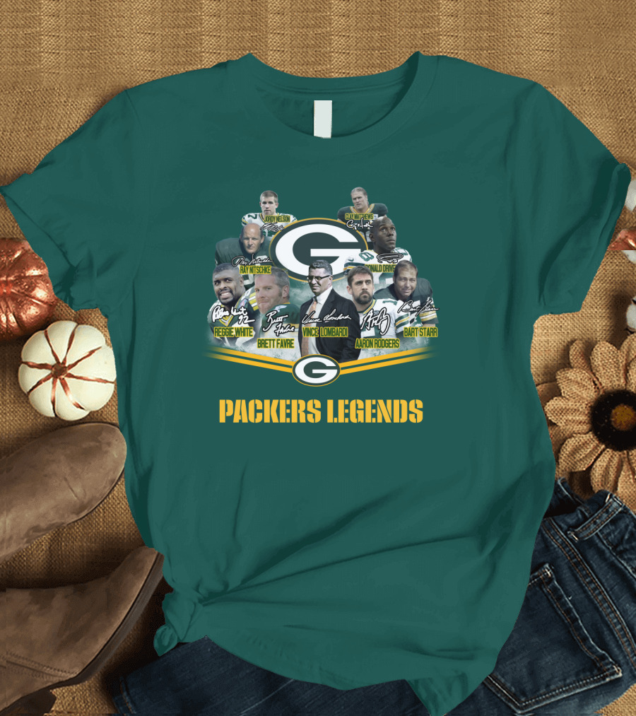 Green Bay Packers Legends Vince Lombardi Reggie White Brett Favre Aaron Rodgers Bart Starr T-Shirt