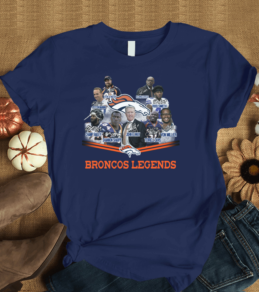 Peyton Manning John Elway Terrell Davis Shannon Sharpe Broncos NFL Legends Floyd Little Steve Atwater Champ Bailey Von Miller Rod Smith T-Shirt