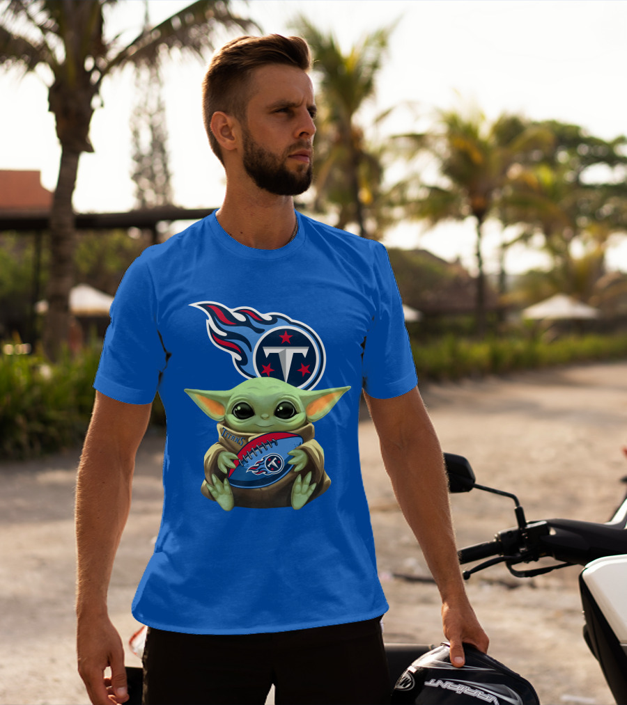 Tennessee Titans Baby Yoda Football T-Shirt