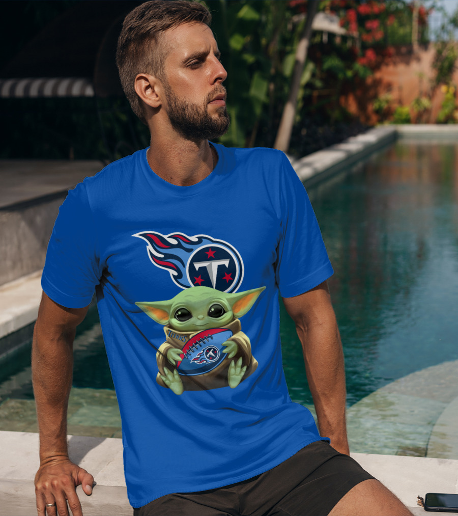 Tennessee Titans Baby Yoda Football T-Shirt