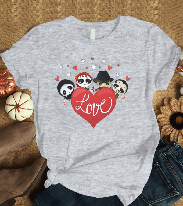 T-Shirt: Love Horror Movie Chibi Quartet Valentine T-Shirt Love Horror Movie Chibi Quartet Valentine T-Shirt