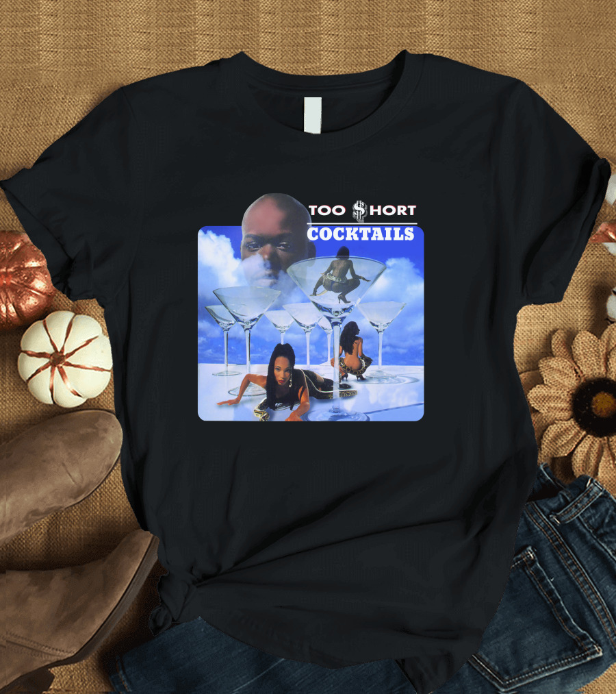 Too Short Cocktails Album Cover Sky and Martini Glasses T-Shirt