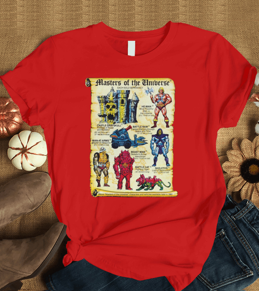 Masters of the Universe He-Man Castle Grayskull Skeletor Battle Ram Man-At-Arms Beast Man Battle Cat T-Shirt