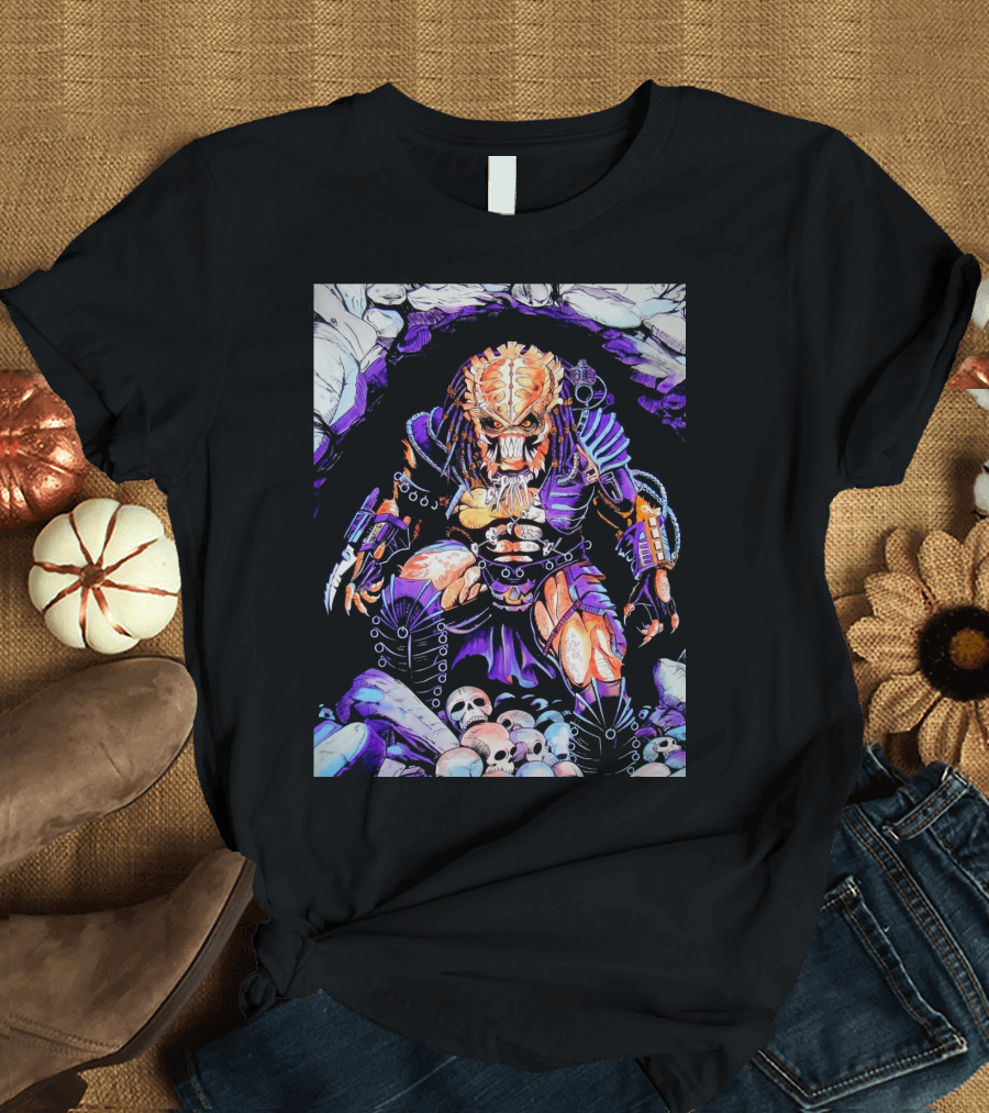 Predator Alien Hunter with Skull Cave and Armor T-Shirt