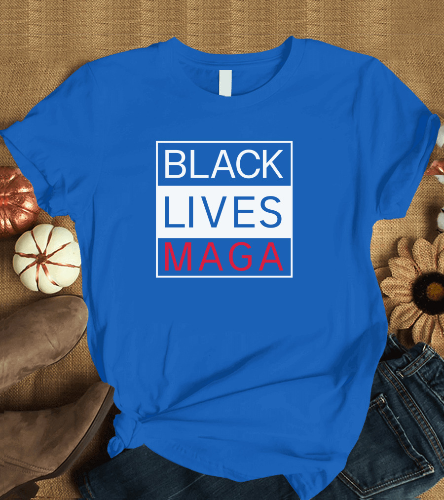 Black Lives Maga Textual Logo Design in Blue White and Red T-Shirt