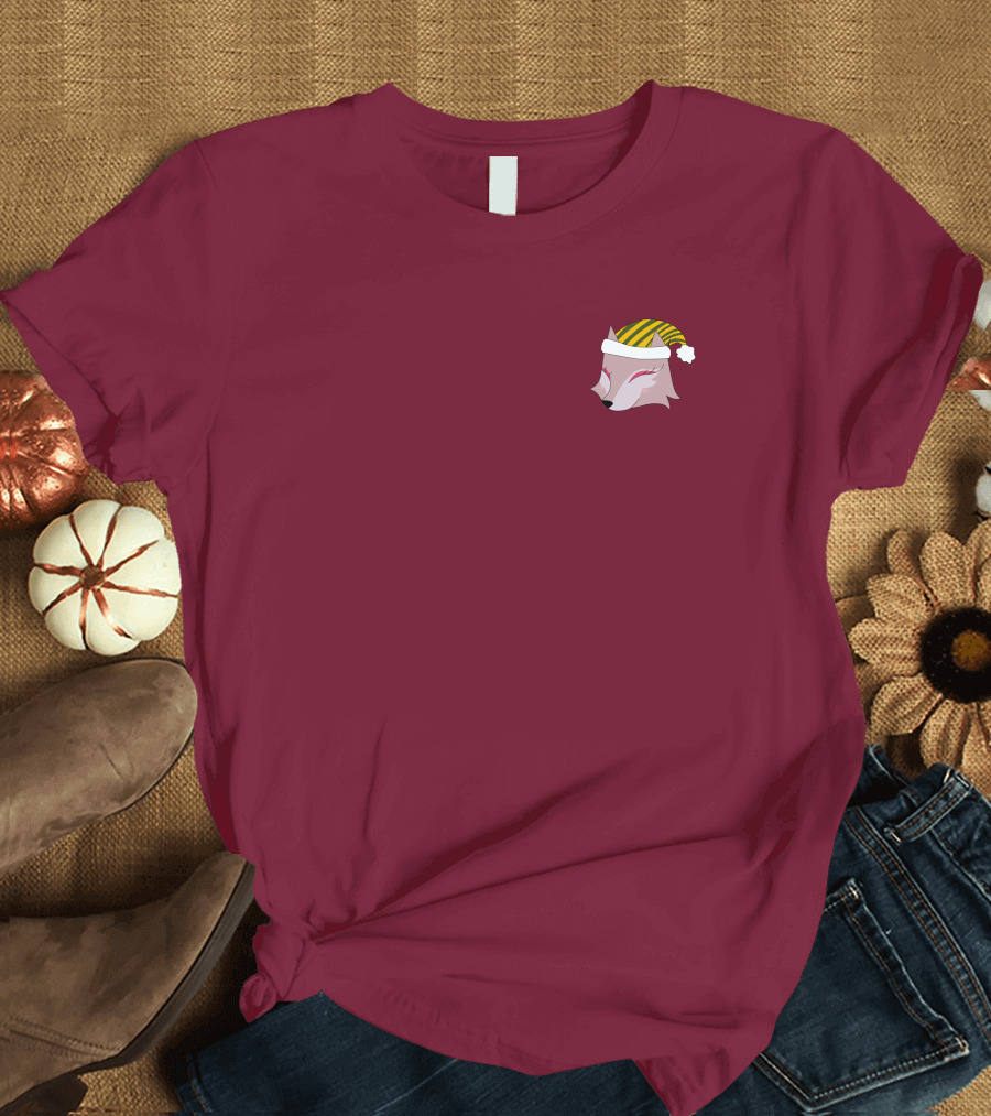 Paula Wolf Noel Festive Fox in Holiday Hat T-Shirt