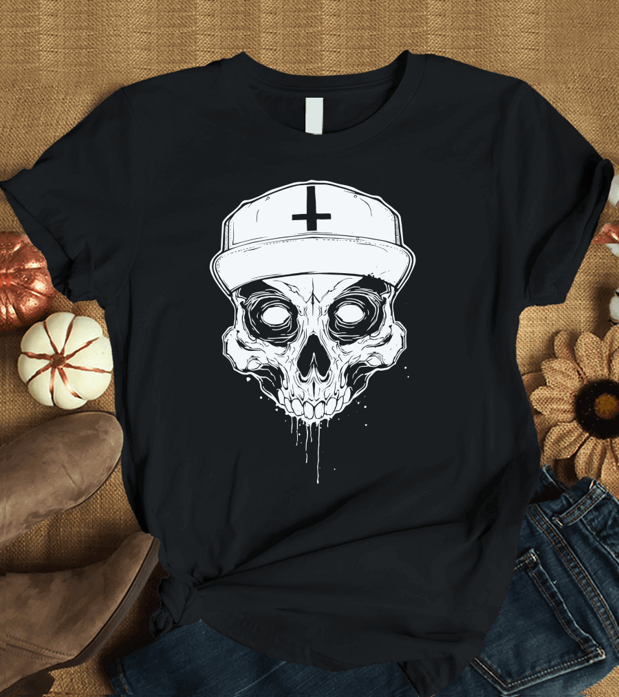 Skull with Cross Hat Salmo Skull T-Shirt