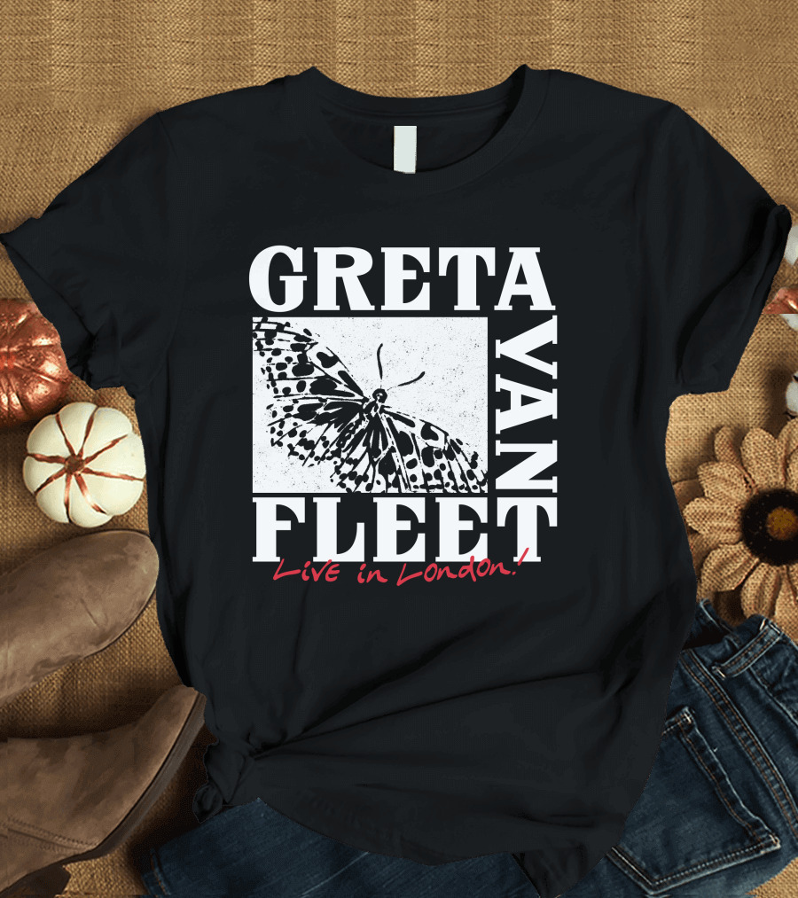 Greta Van Fleet Live In London Butterfly Motif T-Shirt