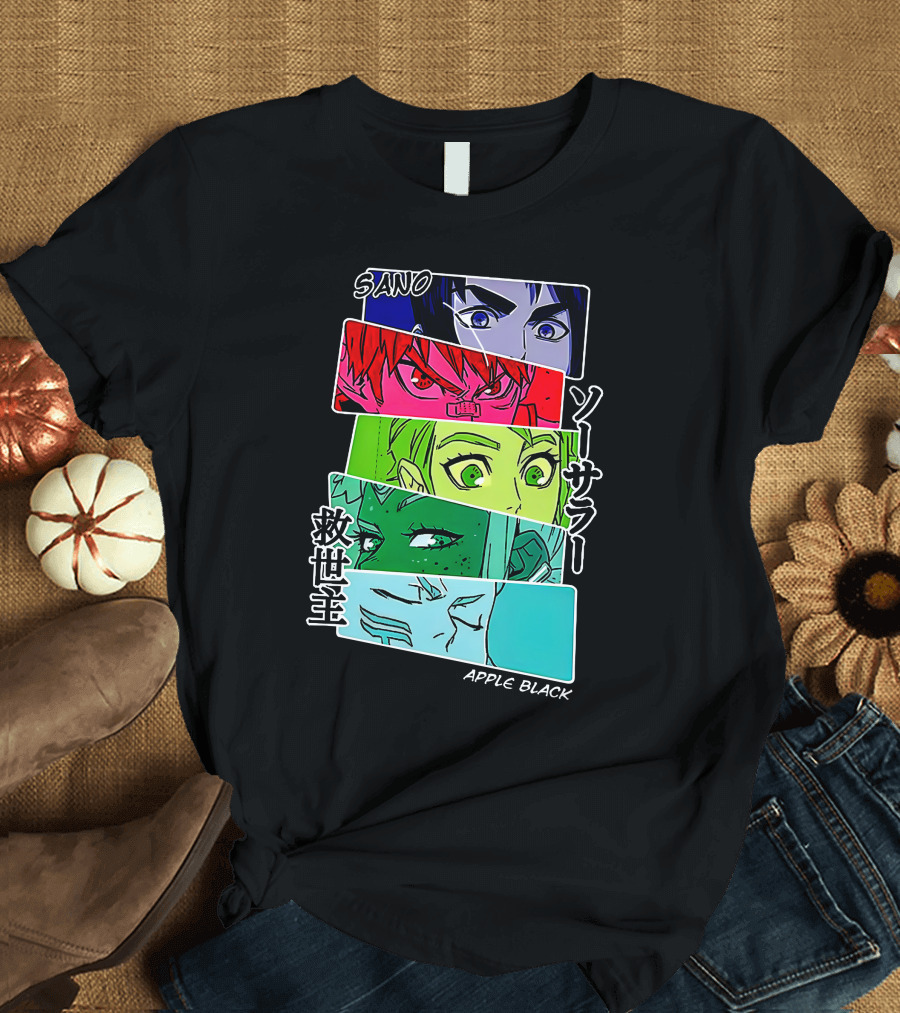 Saturday AM Apple Black Sano Character Panels Spencer's Merch T-Shirt