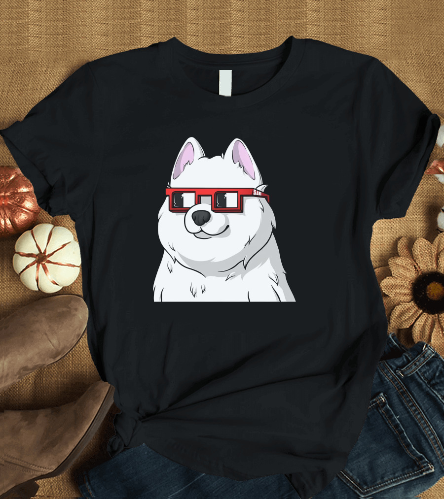 SAMO X Nouns White Dog with Red Glasses T-Shirt