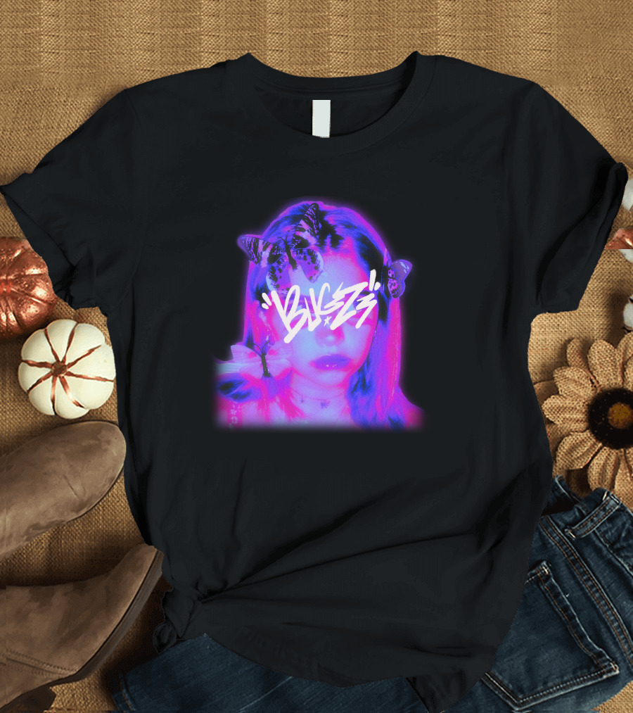 Bugzz Girl Neon Butterfly Aesthetic T-Shirt