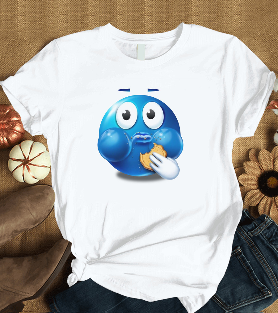 Hungee Iconic Blue Character Eating Cookie T-Shirt