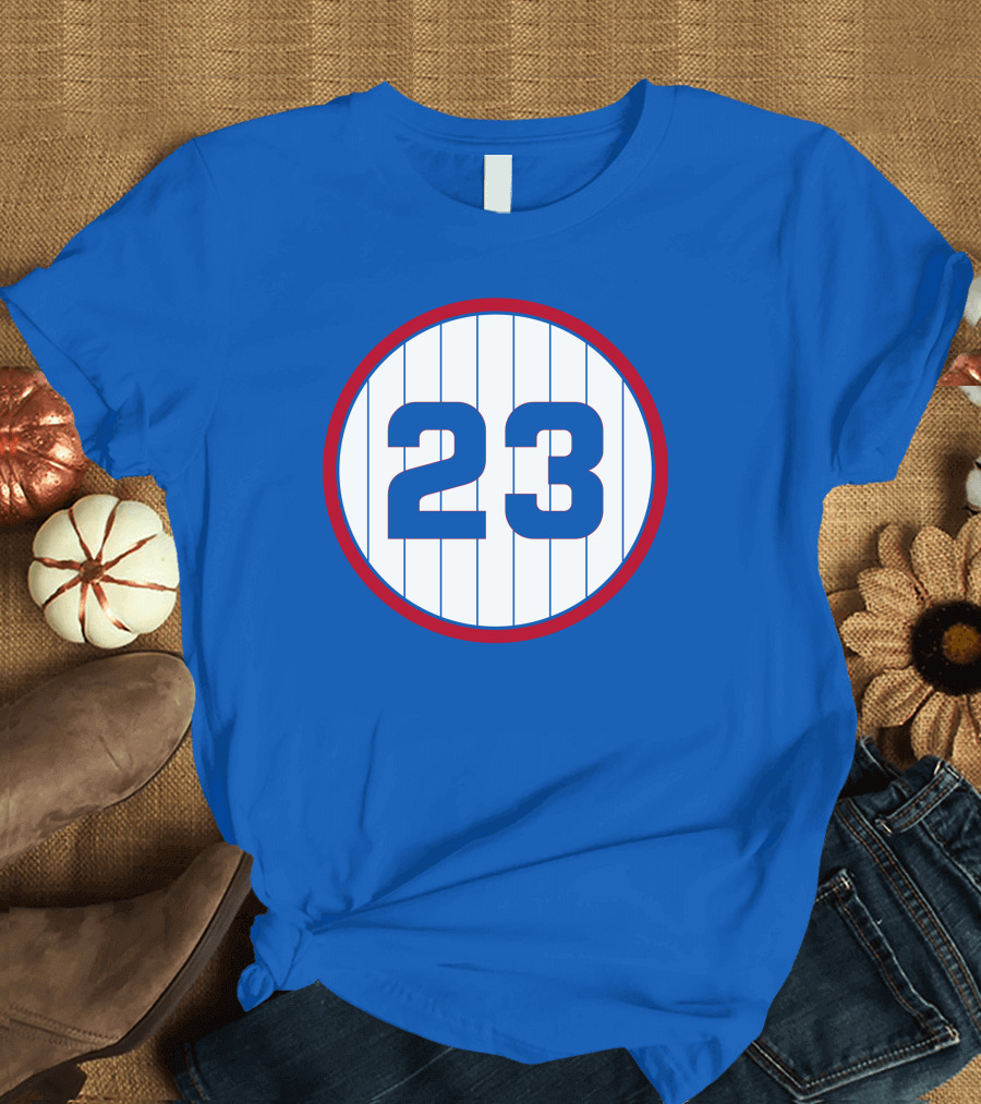 Harry Caray 23 Baseball Number Circle Blue Pinstripe T-Shirt
