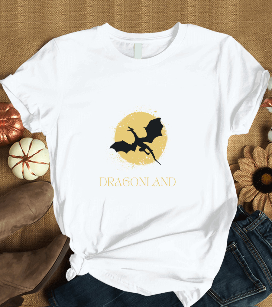 Dragonland Silhouette Against Moon T-Shirt