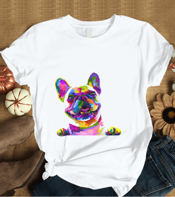 T-Shirt: Colorful Dog Pop Art French Bulldog T-Shirt Colorful Dog Pop Art French Bulldog T-Shirt