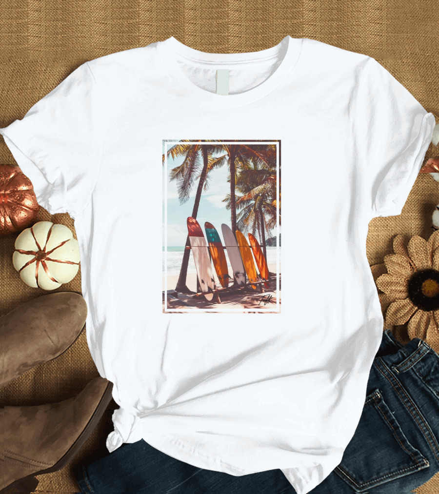 Tuff Surfboards Tropical Palm Beach Scene T-Shirt