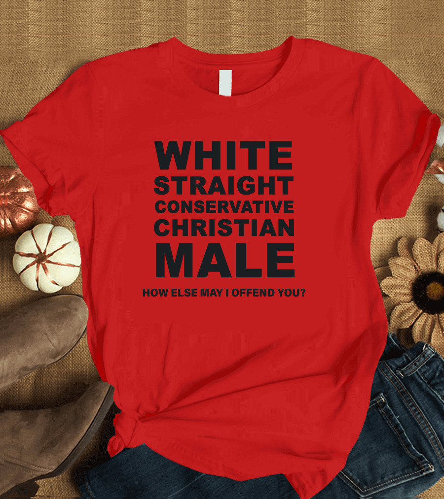 WHITE STRAIGHT CONSERVATIVE CHRISTIAN MALE HOW ELSE MAY I OFFEND YOU T-Shirt