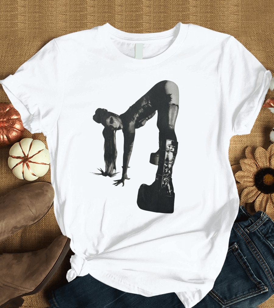 Lady Gaga Chromatica Black and White Striking Pose Platform Boots T-Shirt