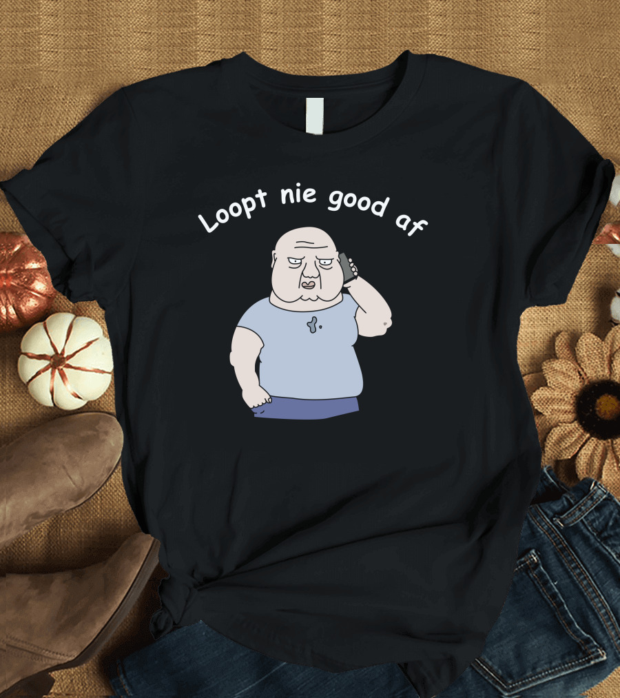 Loopt Nie Goed Af Cartoon Character on Phone T-Shirt