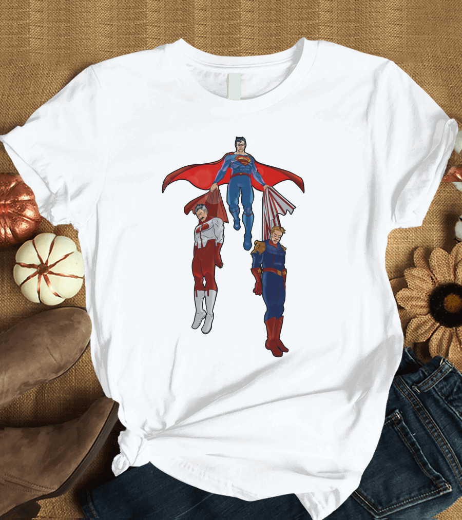 Batman Superman Vs Omni-Man And Homelander Comic Icons Showdown T-Shirt