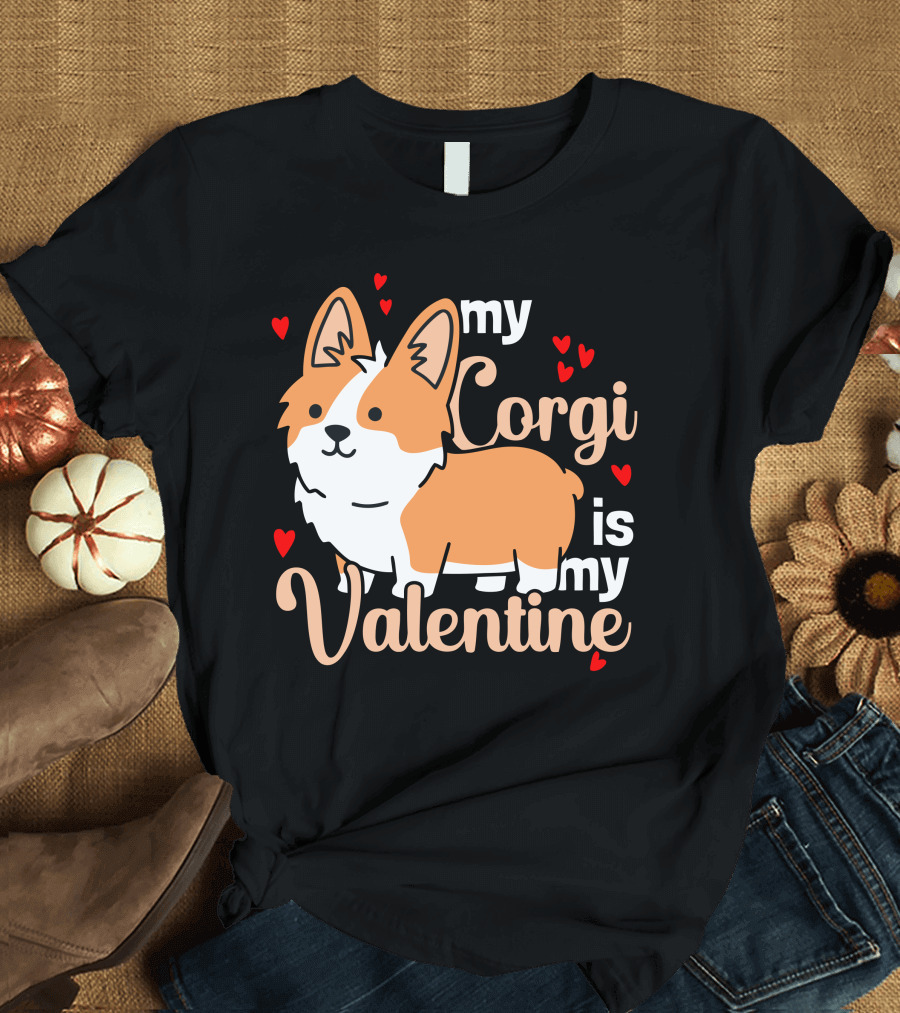 My Corgi is My Valentine Hearts Corgi T-Shirt