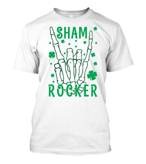 SHAM ROCKER Skeleton Hand With Shamrocks T-Shirt