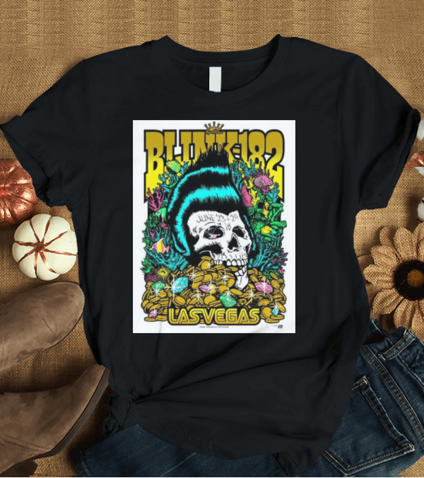 T-Shirt: Blink-182 Las Vegas June 8-9 Skull with Money and Crown T-Shirt Blink-182 Las Vegas June 8-9 Skull with Money and Crown T-Shirt