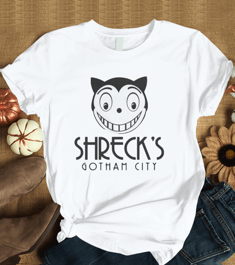 Shreck's Gotham City Smiling Cat Face T-Shirt