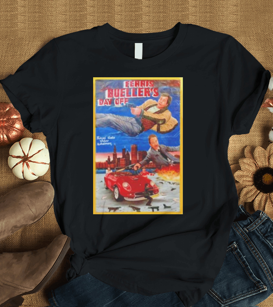 Ferris Bueller's Day Off Royal Gato Video Ashaiman Explosive Artwork with Thrilling City Escape T-Shirt