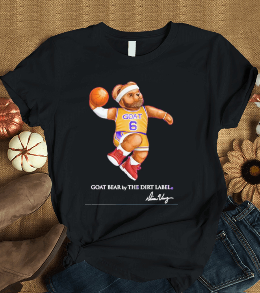 Los Angeles Lakers LeBron James GOAT Bear by The Dirt Label 6 T-Shirt