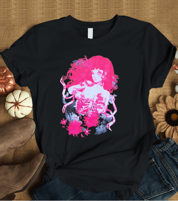 T-Shirt: Centipede Girl Rib Cage Pink Floral T-Shirt Centipede Girl Rib Cage Pink Floral T-Shirt