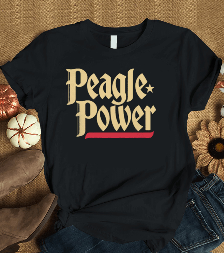 Peagle Power Retro Style Text with Red Underline and Star T-Shirt