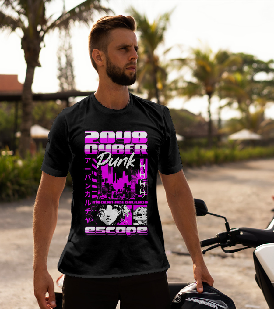 2048 Cyber Punk Escape Modern Age Oblivion Japanese Anime Urban Culture T-Shirt
